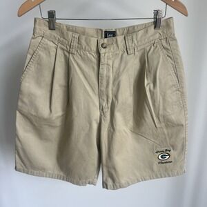 Vintage 90s Green Bay Packers Lee Sports Dad Khaki Shorts Mens Size 32